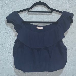 Flared off the shoulder crop top.